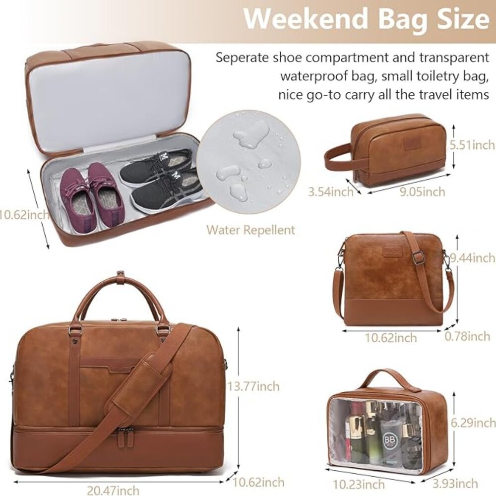 New Wogarl Weekender Bag for Women, Men Large Overnight Bag Travel Duffel Bag. - Picture 6 of 9